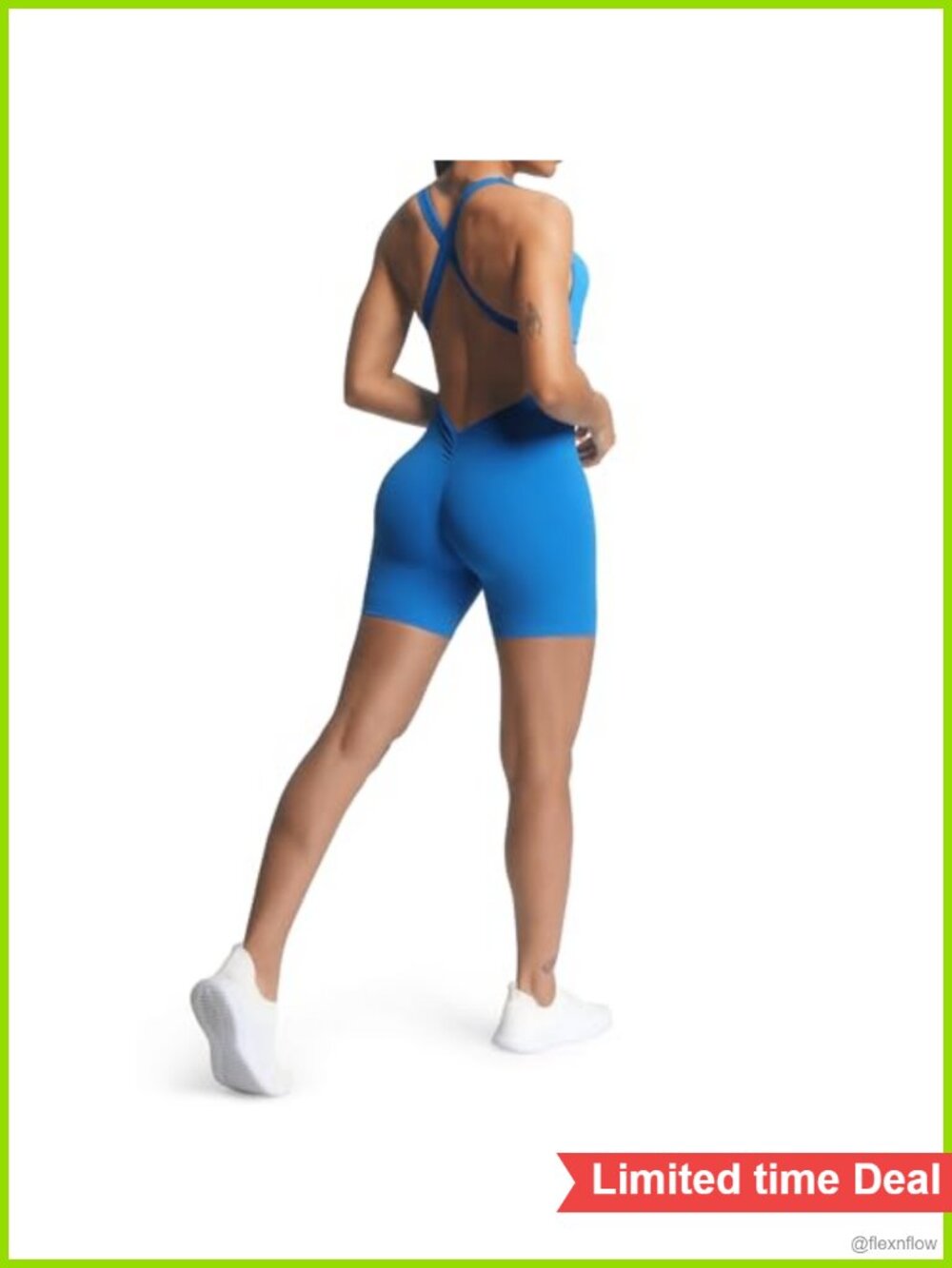 Aoxjox Brooke Romper Jumpsuit Padded Cross Back Scrunched Gym Yoga